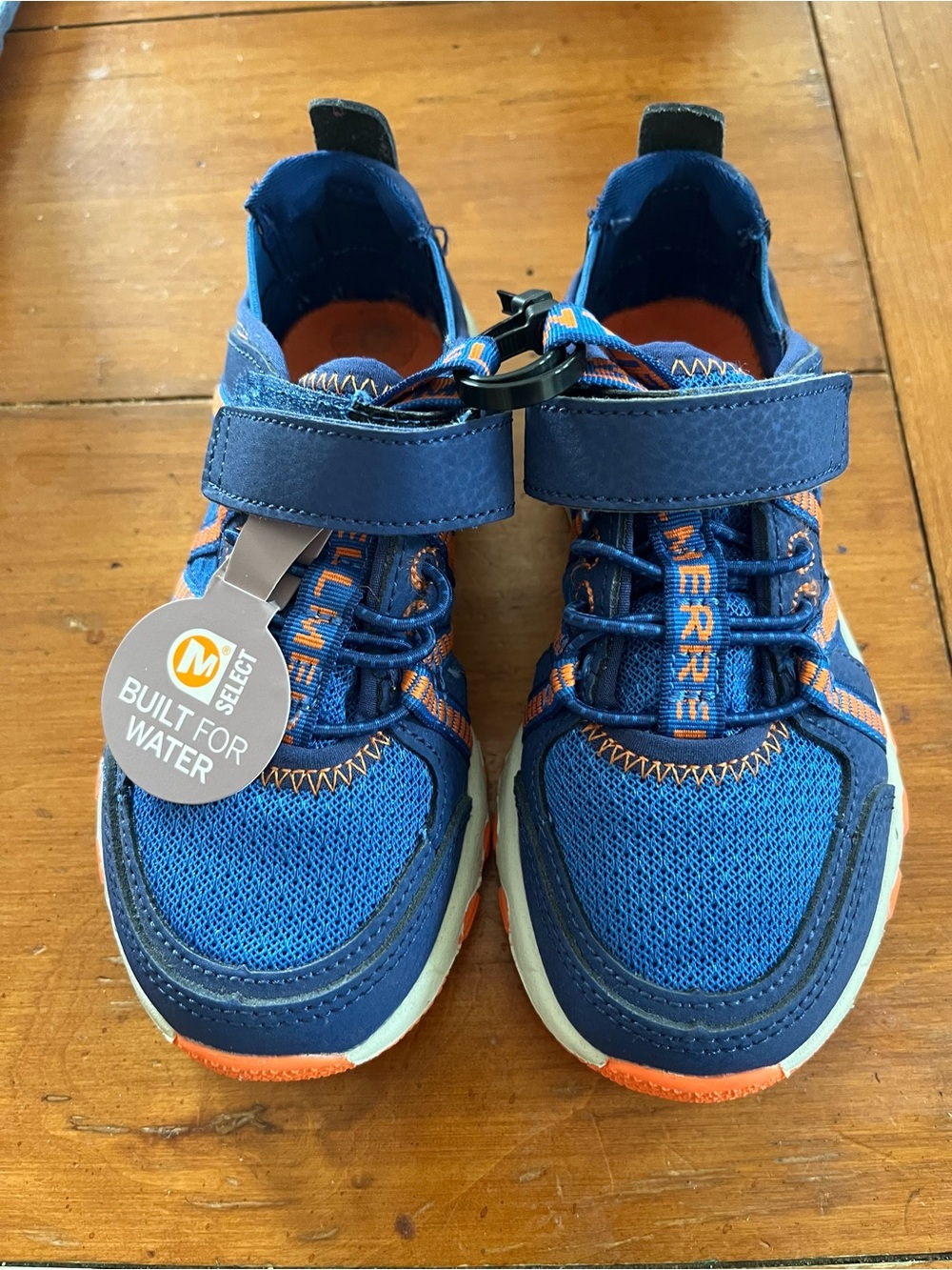 Merrell Blue and Orange Kids Water Shoes with Hook-and-Loop Strap